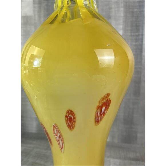 VTG Murano Glass Sunburst Vase Italy Yellow And Orange Heavy Art Deco - Picture 10 of 11